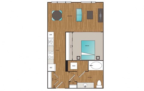 Main Street Flats 1x1 C Floor Plan